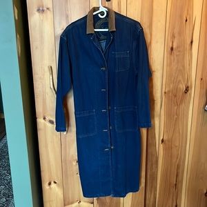 VTG • LEE Incredible vintage ladies large Lee denim farm coat w corduroy cOLLAR